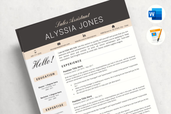 Download Sales Assistant Modern Resume Template for Word &amp; Mac Pages - Resume template Collection