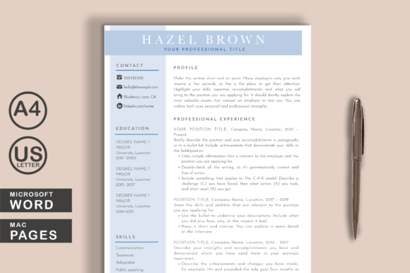 Download Modern Resume Template Word Pages - Premium Resources