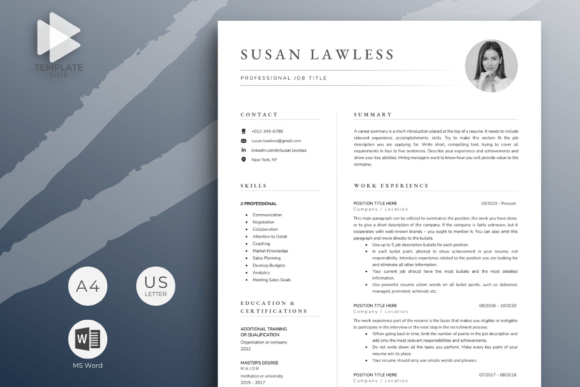 Download Resume Template with Photo for MS Word - Resume template Collection